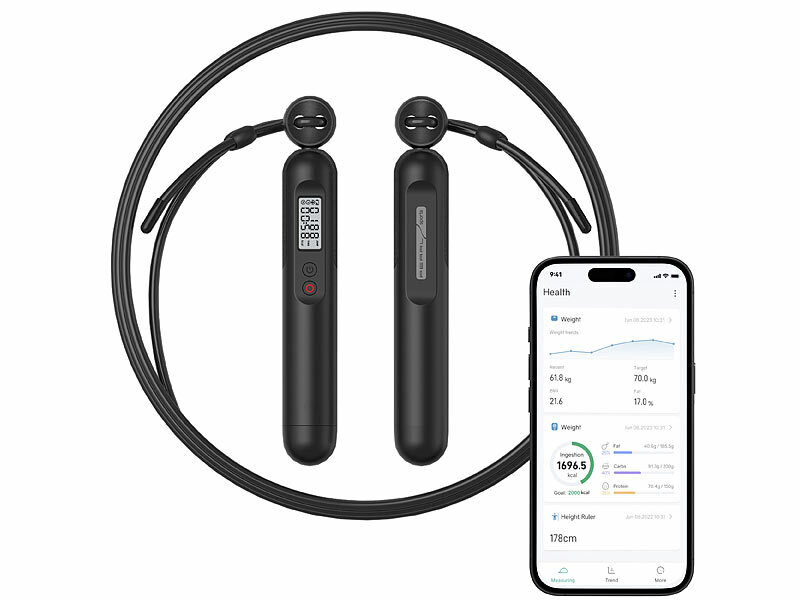 ; Premium-Kugellager-Springseile mit Bluetooth und App, Metall-Springseile Premium-Kugellager-Springseile mit Bluetooth und App, Metall-Springseile Premium-Kugellager-Springseile mit Bluetooth und App, Metall-Springseile 