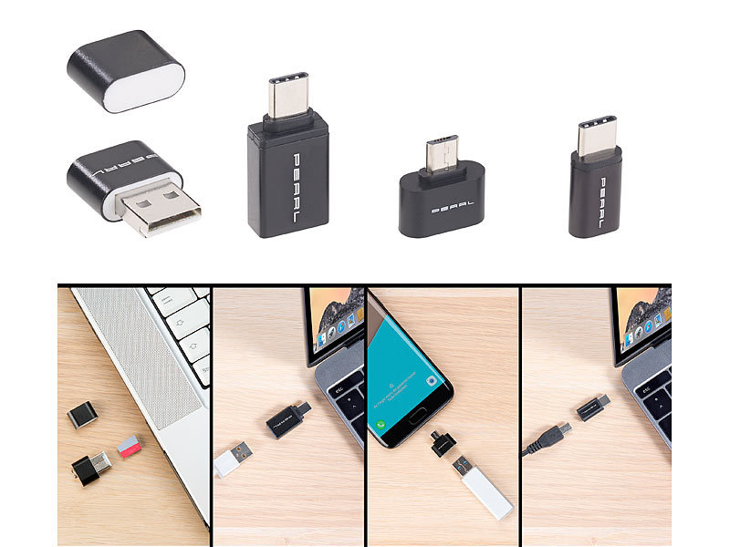 ; USB-3.0-Adapter auf USB Typ C, Micro-USB-Adapter auf USB Typ C 