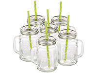 PEARL Smoothie Gläser, Smoothie Glas mit Strohhalm