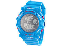 PEARL sports Digitale Armbanduhr mit Stoppuhr, blau; Fitness Pulsuhren Fitness Pulsuhren 