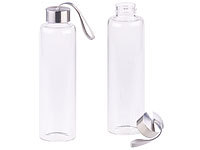 PEARL Edle Trinkflasche, Trinkflaschen Borosilikatgla, Sportflasche