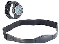 PEARL sports Fitness-Pulsuhr, spritzwassergeschützt, inkl. Brustgurt; Digitale Armbanduhren Digitale Armbanduhren 