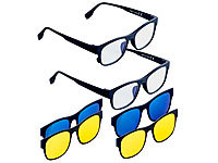 PEARL Sonnenbrille, Nachtfahr-Brille, Brille blaue Gläser