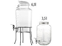 PEARL Saftspender Glas, Glasbehälter mit Zapfhahn, Limonadenspender