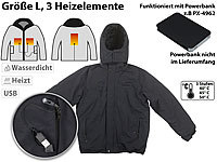 PEARL urban Beheizbare Outdoor-Jacke mit USB-Anschluss, 3 Heizelemente, Größe L; Akku beheizbare Schuheinlagen 