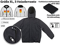 PEARL urban Beheizbare Outdoor-Jacke mit USB-Anschluss, 3 Heizelemente, Größe XL; Herren Softshell-Jacken 