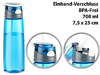 PEARL sports BPA-freie Kunststoff-Trinkflasche mit Einhand-Verschluss, 700 ml, blau; Fitness-Drink-Shaker Fitness-Drink-Shaker Fitness-Drink-Shaker Fitness-Drink-Shaker 