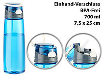 PEARL sports BPA-freie Kunststoff-Trinkflasche mit Einhand-Verschluss, 700 ml, blau