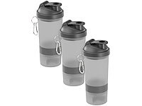 PEARL sports 3er-Set Fitness-Drink-Shaker mit 2 Pulverkammern & Mischball, 500 ml; Rückenstrecker- und Dehner Rückenstrecker- und Dehner 