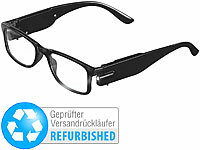 PEARL Brille mit Leselampe, LED-Lesebrille mit Fensterglas; LED Lesebrillen LED Lesebrillen LED Lesebrillen