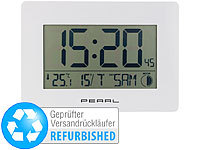 PEARL Wanduhr-Funkuhr, Wanduhr mit Wecker, LCD Funkuhr