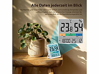 ; Digitales Thermometer/Hygrometer mit Uhrzeit-Anzeige und Wecker Digitales Thermometer/Hygrometer mit Uhrzeit-Anzeige und Wecker 