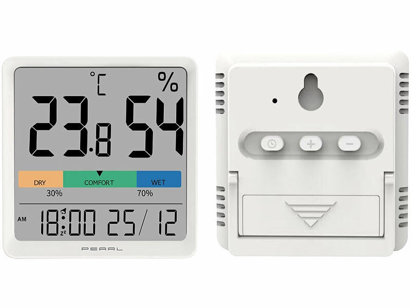 ; Digitales Thermometer/Hygrometer mit Uhrzeit-Anzeige und Wecker Digitales Thermometer/Hygrometer mit Uhrzeit-Anzeige und Wecker 