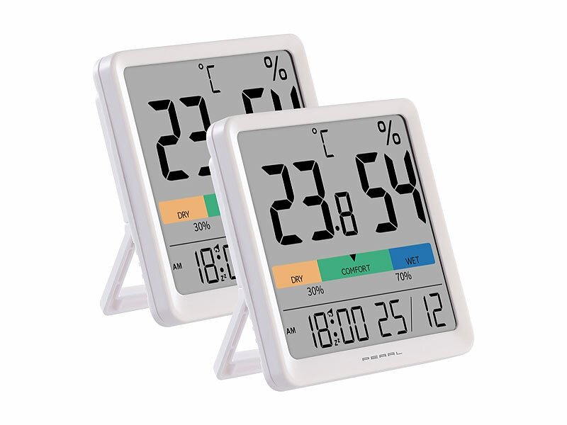; Digitales Thermometer/Hygrometer mit Uhrzeit-Anzeige und Wecker Digitales Thermometer/Hygrometer mit Uhrzeit-Anzeige und Wecker 