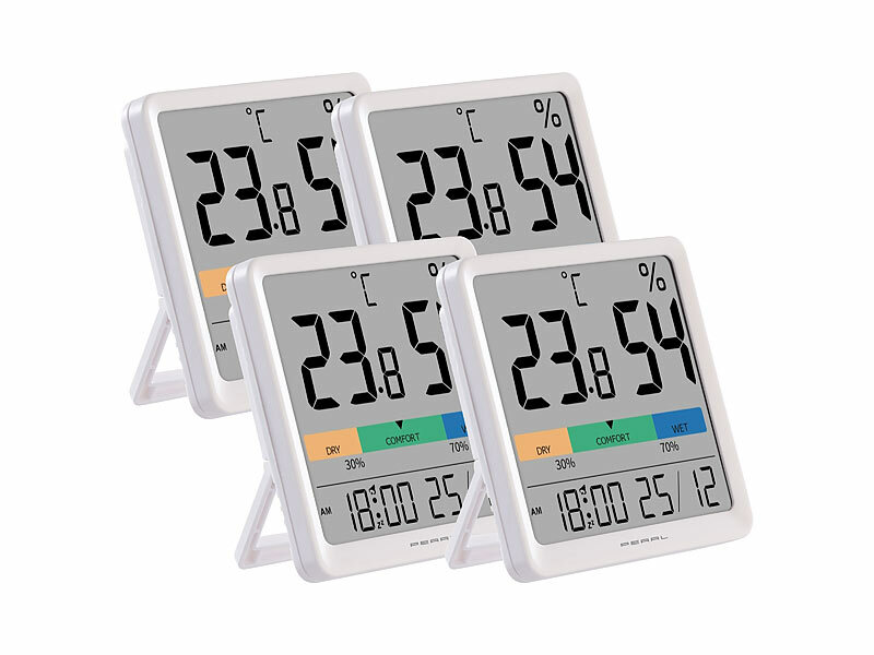 ; Digitales Thermometer/Hygrometer mit Uhrzeit-Anzeige und Wecker Digitales Thermometer/Hygrometer mit Uhrzeit-Anzeige und Wecker 